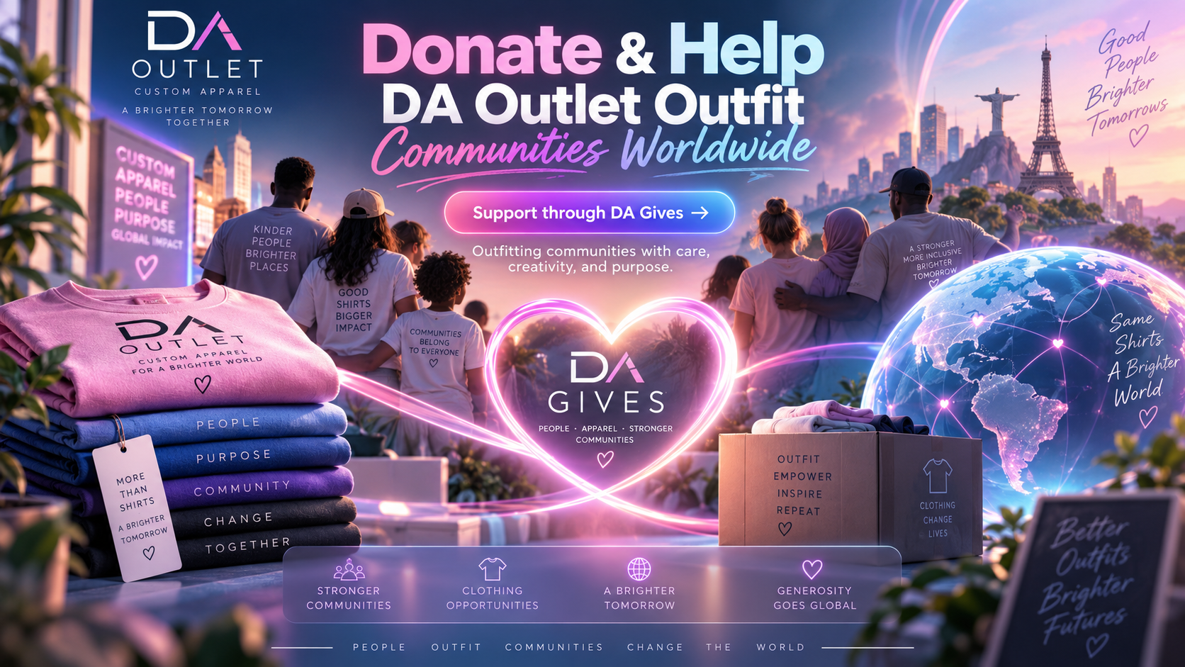 Donate and help DA Outlet outfit communities worldwide through DA Gives